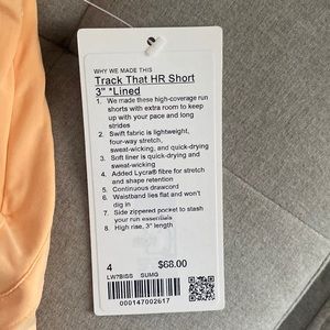 Lululemon track that HR short 3” lined NWT